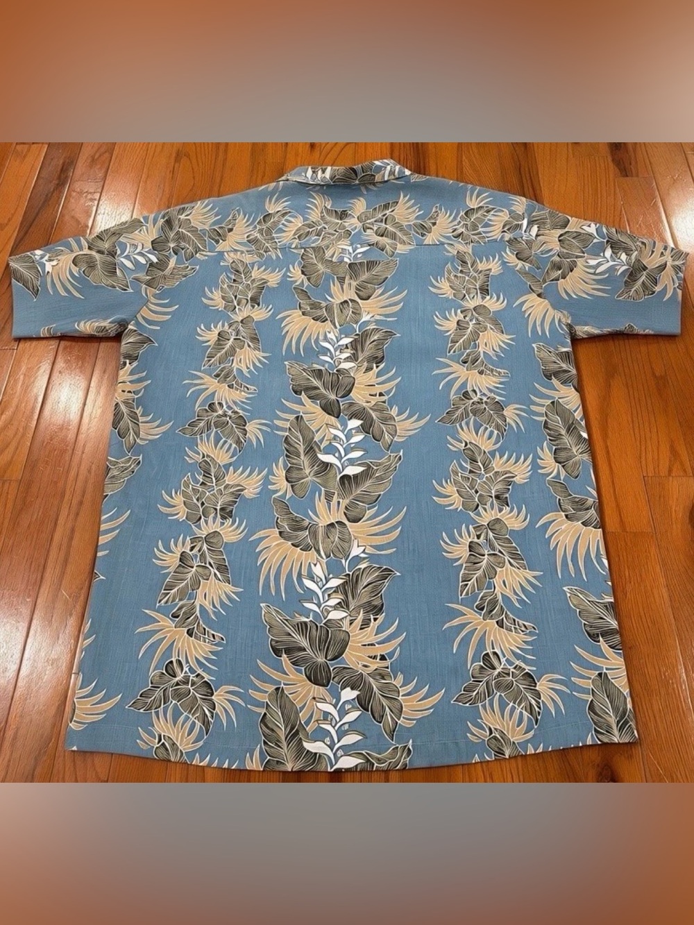 Men's Blue Tropical Print Short-Sleeve Camp Shirt